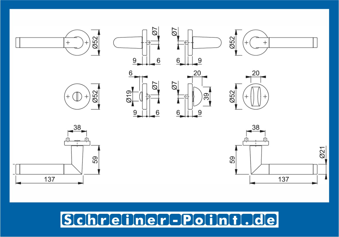 Hoppe Amsterdam Aluminium Rosettengarnitur F1 / F69 Alu / Edelstahl 1400/42KV/42KVS, 1974421, 1926518, 1974448, 3390649